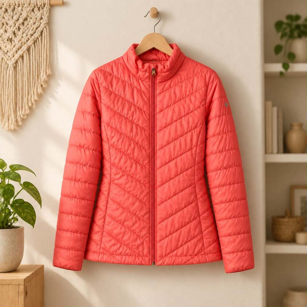 Columbia Omni-Heat Puffer Jacket Size S Coral Pink Full Zip